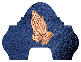 DARAY-L-516-CP-SH-BL Copper Praying Hands Shimmer Blue